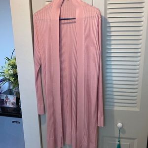 Loft Long Sleeve Ribbed Pink Long Sweater.